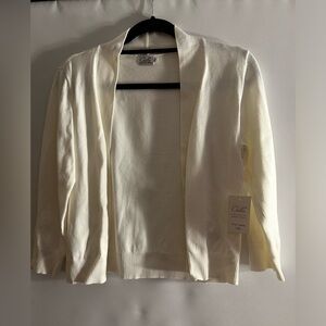 CIELO DESIGNED IN CALIFORNIA IVORY OPEN FRONT CROPPED QUARTER SLEEVE SHURG 1XL